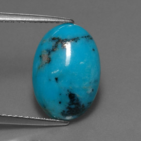 4.33캐럿 천연 블루 터키석, 타원형 컷, 14.4×10.2 mm, 불투명체
