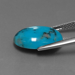 4.33캐럿 천연 블루 터키석, 타원형 컷, 14.4×10.2 mm, 불투명체