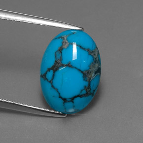 3.74캐럿 천연 블루 터키석, 타원형 컷, 14×10.2 mm, 불투명체