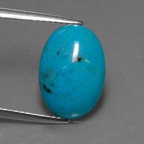 3.93캐럿 천연 블루 터키석, 타원형 컷, 13.9×9.8 mm, 불투명체