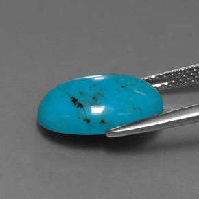 3.93캐럿 천연 블루 터키석, 타원형 컷, 13.9×9.8 mm, 불투명체
