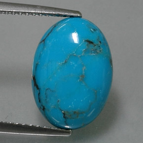 3.95캐럿 천연 블루 터키석, 타원형 컷, 14.1×10.1 mm, 불투명체