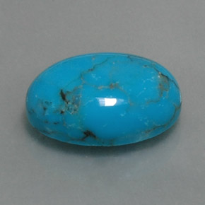 3.95캐럿 천연 블루 터키석, 타원형 컷, 14.1×10.1 mm, 불투명체