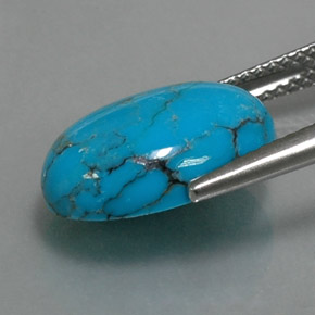 3.95캐럿 천연 블루 터키석, 타원형 컷, 14.1×10.1 mm, 불투명체