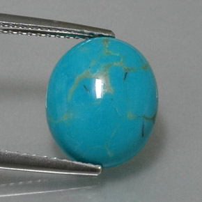 3.06캐럿 천연 블루 터키석, 타원형 컷, 12.1×10 mm, 불투명체