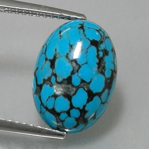 3.92캐럿 천연 블루 터키석, 타원형 컷, 14×10.1 mm, 불투명체