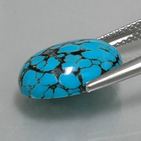 3.92캐럿 천연 블루 터키석, 타원형 컷, 14×10.1 mm, 불투명체