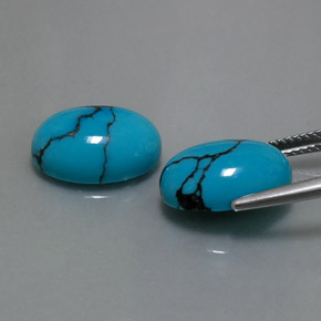 캐럿 천연 블루 터키석 보석, 타원형 컷, 14.1×10.2 mm, 불투명체