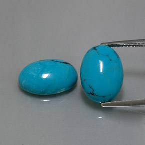 캐럿 천연 블루 터키석 보석, 타원형 컷, 14×10 mm, 불투명체