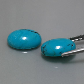캐럿 천연 블루 터키석 보석, 타원형 컷, 14×10 mm, 불투명체