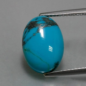 3.83캐럿 천연 블루 터키석, 타원형 컷, 14×10.1 mm, 불투명체