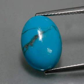 3.78캐럿 천연 블루 터키석, 타원형 컷, 14.1×10.1 mm, 불투명체