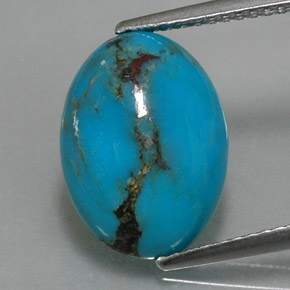 4.14캐럿 천연 블루 터키석, 타원형 컷, 14.1×10.3 mm, 불투명체