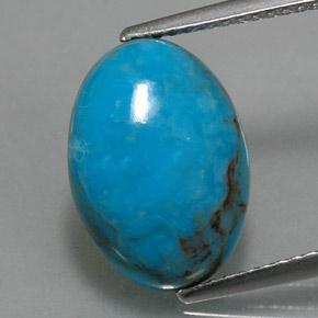 3.97캐럿 천연 블루 터키석, 타원형 컷, 14.2×10.3 mm, 불투명체
