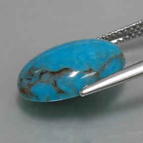 3.97캐럿 천연 블루 터키석, 타원형 컷, 14.2×10.3 mm, 불투명체