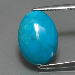 4.37캐럿 천연 블루 터키석, 타원형 컷, 14×10 mm, 불투명체