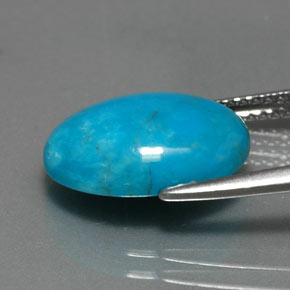 4.37캐럿 천연 블루 터키석, 타원형 컷, 14×10 mm, 불투명체