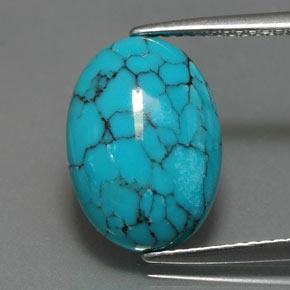 3.96캐럿 천연 블루 터키석, 타원형 컷, 14.1×10.1 mm, 불투명체