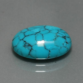 3.96캐럿 천연 블루 터키석, 타원형 컷, 14.1×10.1 mm, 불투명체