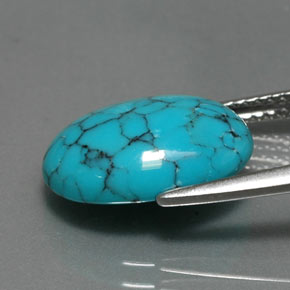 3.96캐럿 천연 블루 터키석, 타원형 컷, 14.1×10.1 mm, 불투명체