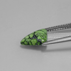 1.23캐럿 천연 옐로우 그린 터키석, 트릴리언, 10.6×7.7 mm, 불투명체
