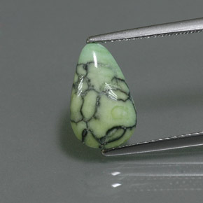 2.02캐럿 천연 옐로우 그린 터키석, 배 모양, 12.5×7.9 mm, 불투명체