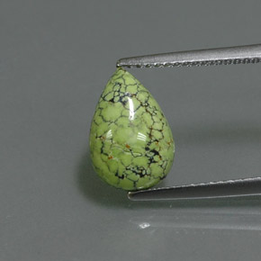 1.83캐럿 천연 옐로우 그린 터키석, 배 모양, 11.7×7.9 mm, 불투명체