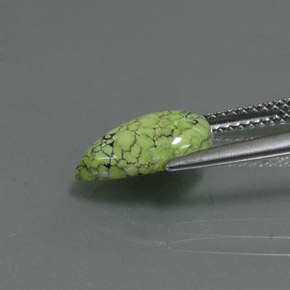 1.83캐럿 천연 옐로우 그린 터키석, 배 모양, 11.7×7.9 mm, 불투명체