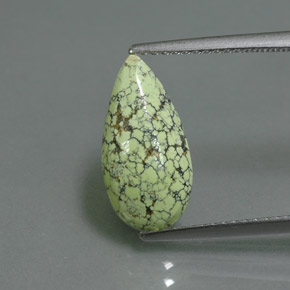 1.85캐럿 천연 옐로우 그린 터키석, 배 모양, 14.6×7.3 mm, 불투명체