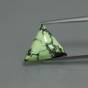 2.48캐럿 천연 옐로우 그린 터키석, 트릴리언, 13.3×10.8 mm, 불투명체