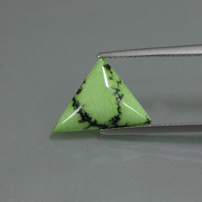 2.47캐럿 천연 옐로우 그린 터키석, 트릴리언, 15.3×10.9 mm, 불투명체