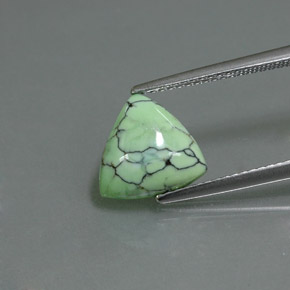 2.47캐럿 천연 옐로우 그린 터키석, 트릴리언, 10.3×10 mm, 불투명체