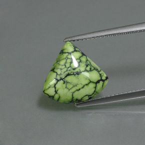 2.93캐럿 천연 옐로우 그린 터키석, 멋진 모양, 13.4×12.4 mm, 불투명체