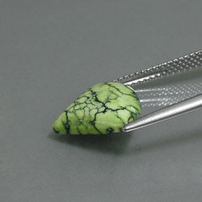 2.93캐럿 천연 옐로우 그린 터키석, 멋진 모양, 13.4×12.4 mm, 불투명체