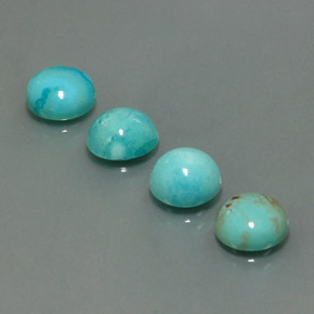 캐럿 천연 블루 터키석 보석, 라운드 컷, 8.15 mm, 불투명체