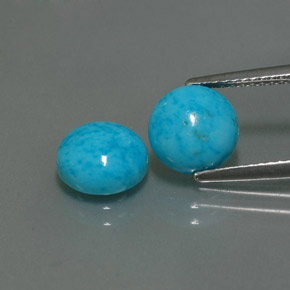 캐럿 천연 블루 터키석 보석, 라운드 컷, 8.19 mm, 불투명체