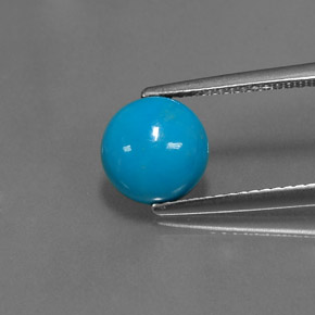 1.57캐럿 천연 블루 터키석, 라운드 컷, 8.08 mm, 불투명체