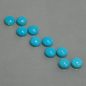 캐럿 천연 블루 터키석 보석, 라운드 컷, 4.78 mm, 불투명체