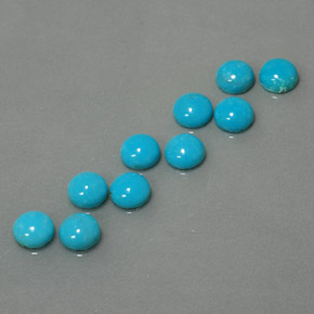 캐럿 천연 블루 터키석 보석, 라운드 컷, 4.78 mm, 불투명체