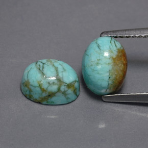 캐럿 천연 블루 그린 터키 옥 보석, 타원형 컷, 불투명체