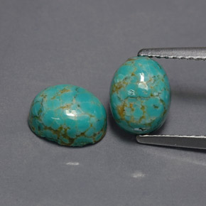 캐럿 천연 블루 그린 터키석 보석, 타원형 컷, 8.1×6.2 mm, 불투명체