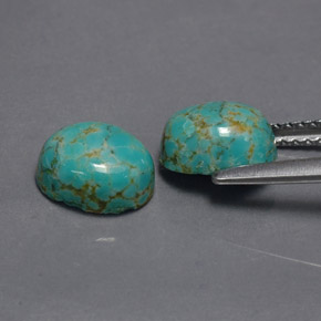 캐럿 천연 블루 그린 터키석 보석, 타원형 컷, 8.1×6.2 mm, 불투명체