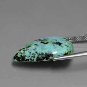 13.34캐럿 천연 블루 그린 터키석, 배 모양, 22.9×16.1 mm, 불투명체
