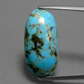 8.97캐럿 천연 블루 터키석, 타원형 컷, 23.2×11.6 mm, 불투명체