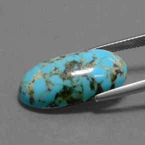 8.97캐럿 천연 블루 터키석, 타원형 컷, 23.2×11.6 mm, 불투명체
