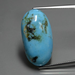 14.23캐럿 천연 블루 터키석, 타원형 컷, 26×13.8 mm, 불투명체