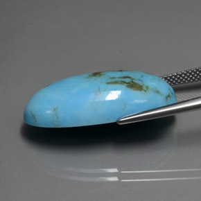 14.23캐럿 천연 블루 터키석, 타원형 컷, 26×13.8 mm, 불투명체