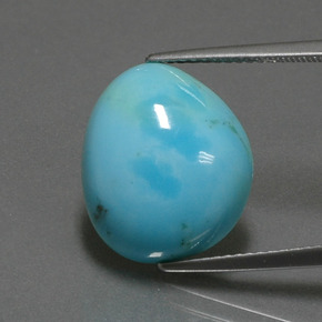 6.21캐럿 천연 블루 터키석, 멋진 모양, 16.1×13.8 mm, 불투명체