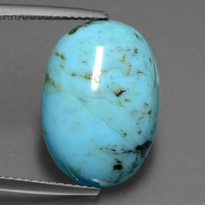 7.13캐럿 천연 블루 터키석, 타원형 컷, 18.4×13 mm, 불투명체