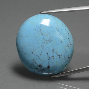 20.47캐럿 천연 블루 터키석, 타원형 컷, 25.3×22.9 mm, 불투명체